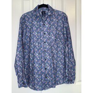 Johnnie-o Top Shelf Men`s Rome Button Up Floral Shirt in Wake size Medium